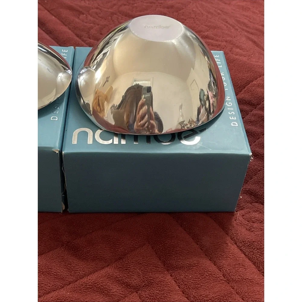 2- Nambe Tri Corner & Butterfly Small Bowls Silver Alloy Metal MT0809 & MT0808